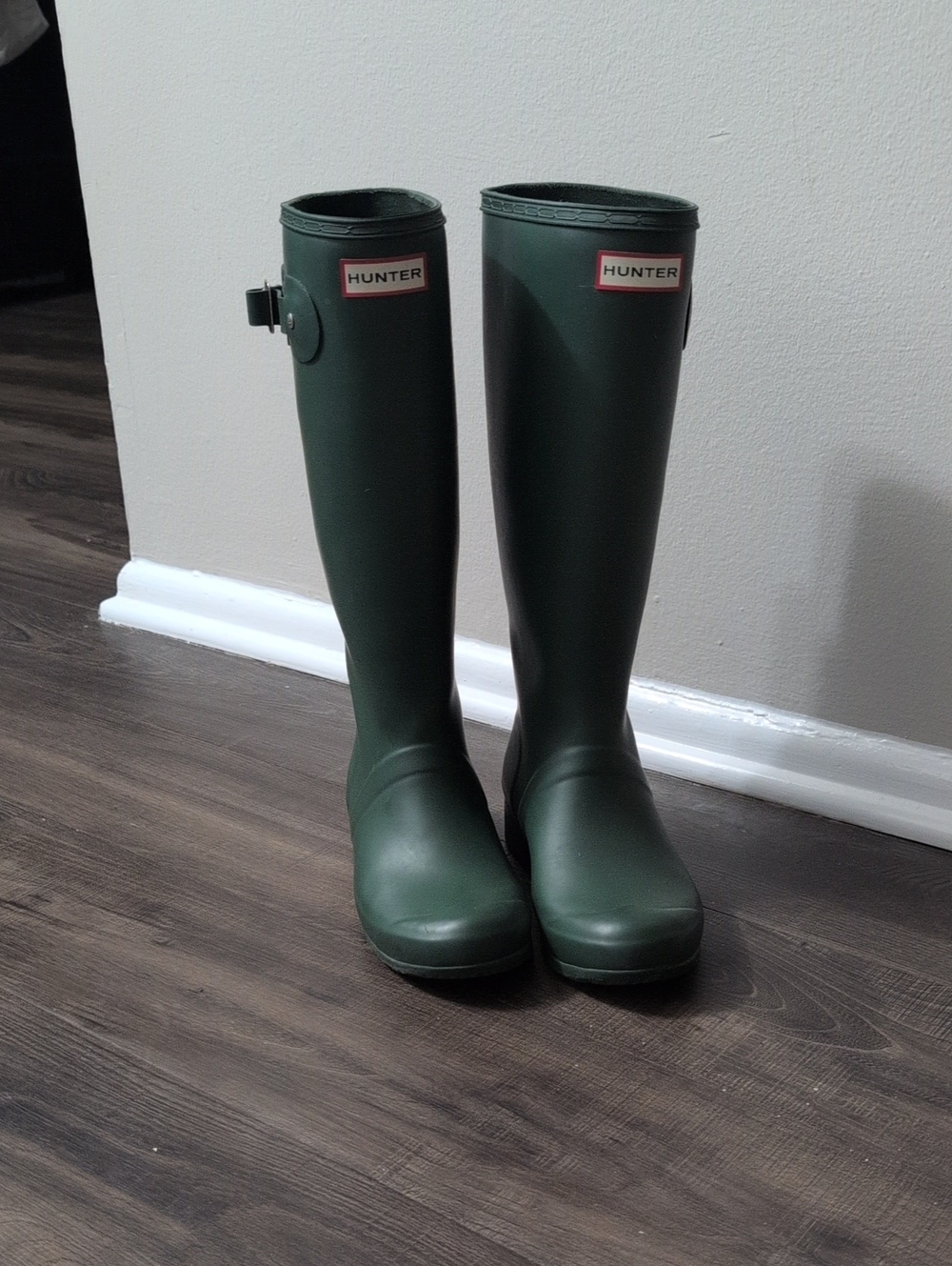 Hunter Women's Tall Rain Boots in Dark Hunter Green Size 7 Farmhouse Cottagecore